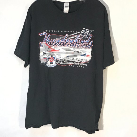 US Air Force Thunderbirds Fighter Plane Black Tee Short Sleeve T Shirt XXL - Picture 5 of 11
